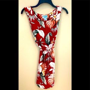 Hawaiian floral sheath dress with tie size Medium